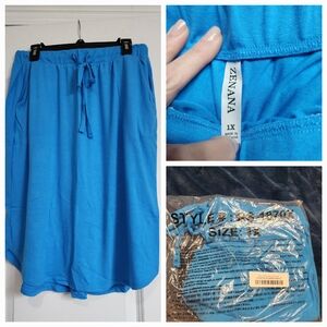 Zenana Outfitters Blue Midi Skirt with Tie Front